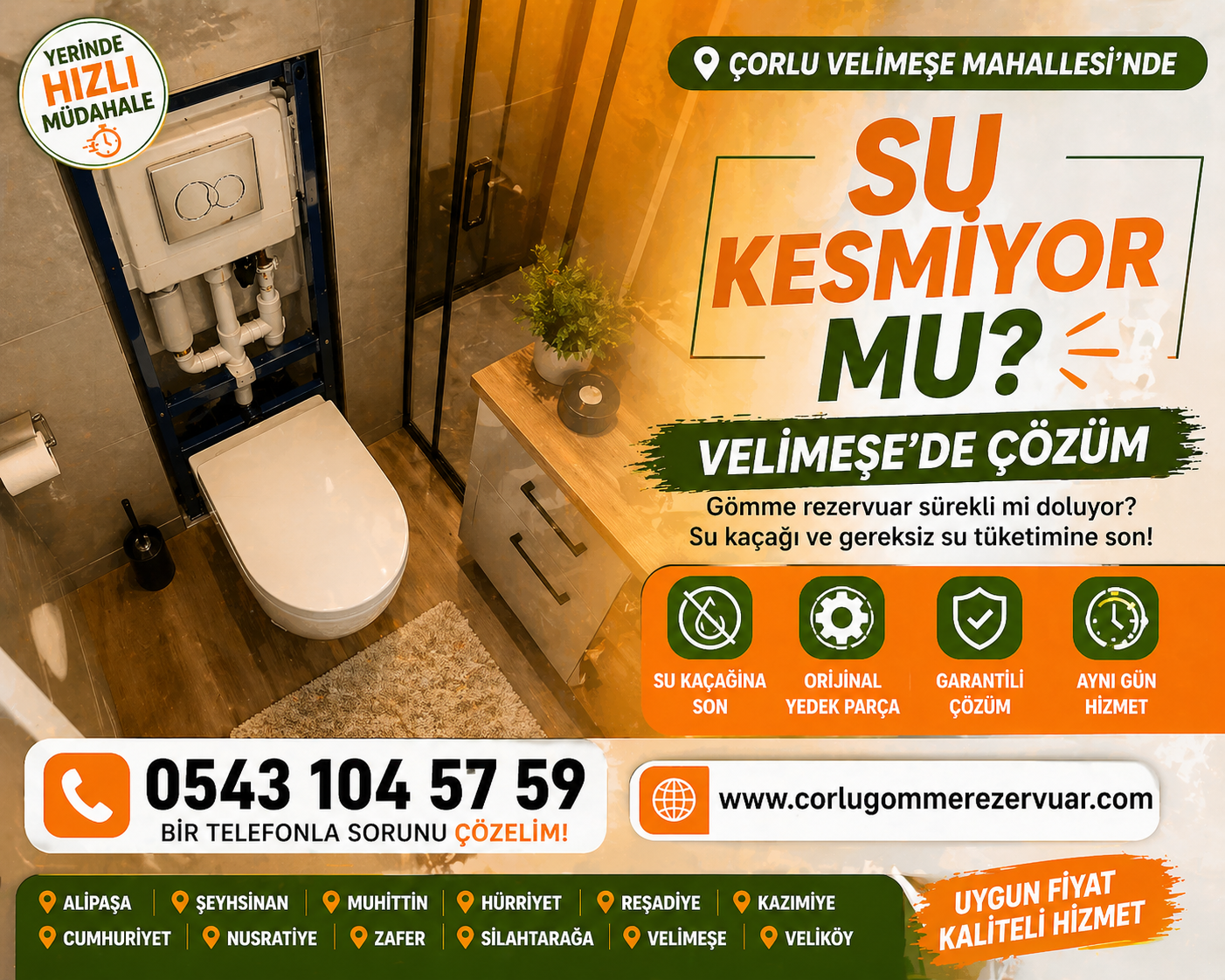 Çorlu Velimeşe Gömme Rezervuar Su Kesmiyor Sorunu | Sürekli Dolan Sistemlere Müdahale