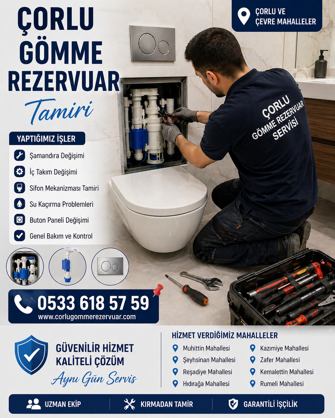 🚿 Çorlu Gömme Rezervuar Arızaları: Sessiz Başlayan Problemler Nasıl Büyür ve Tamiri Nasıl Yapılır?