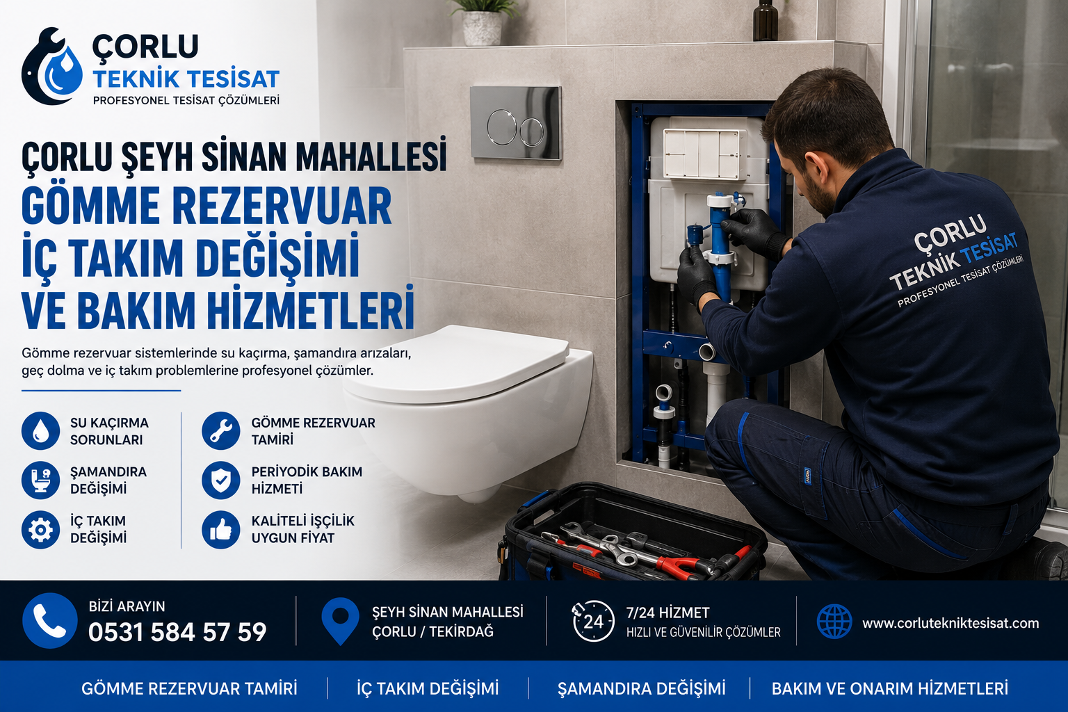 Çorlu Şeyh Sinan Mahallesi Gömme Rezervuar İç Takım Değişimi ve Bakım Hizmetleri