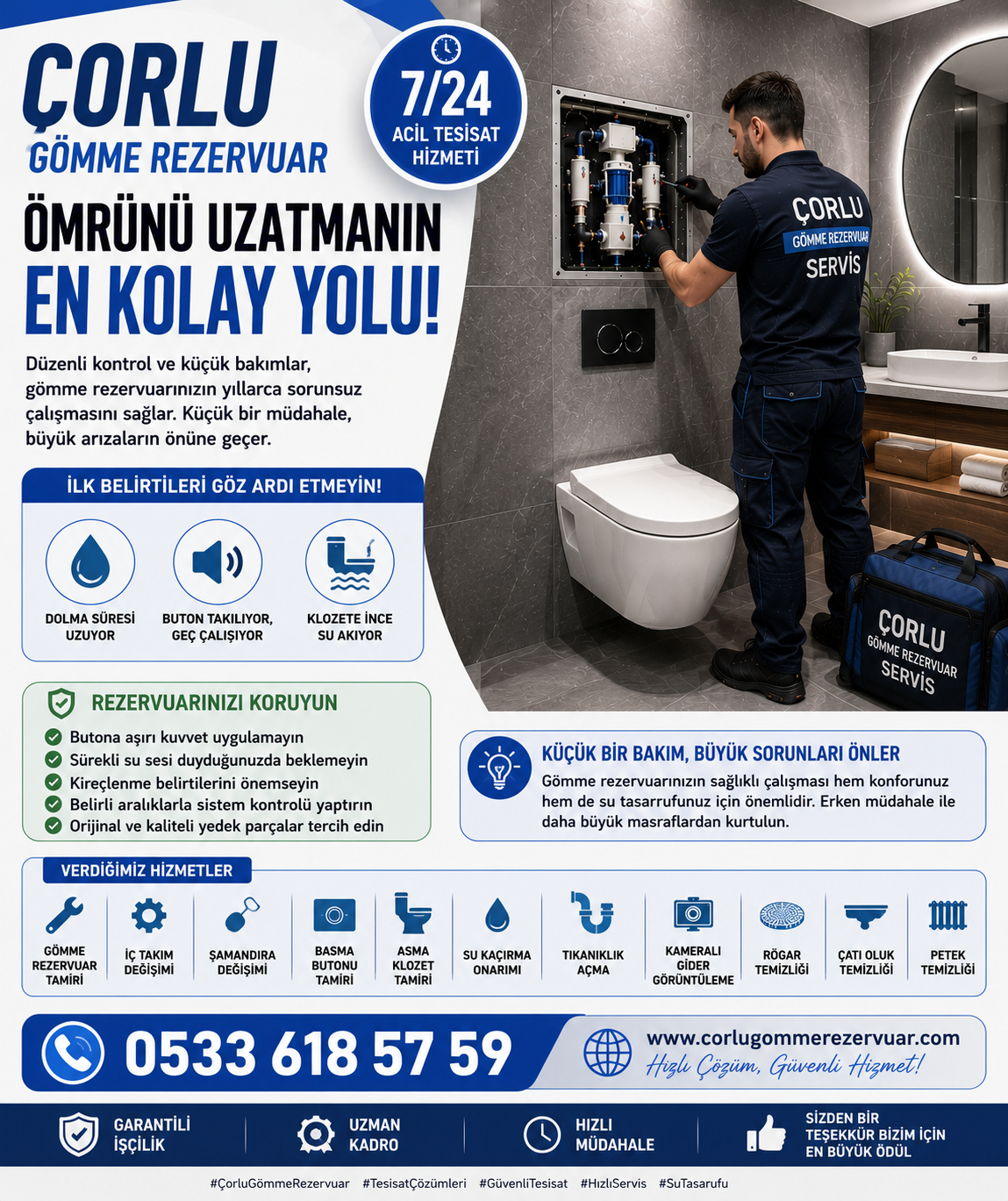 Çorlu Gömme Rezervuarınızın Ömrünü Uzatmanın En Kolay Yolu | 0533 618 57 59